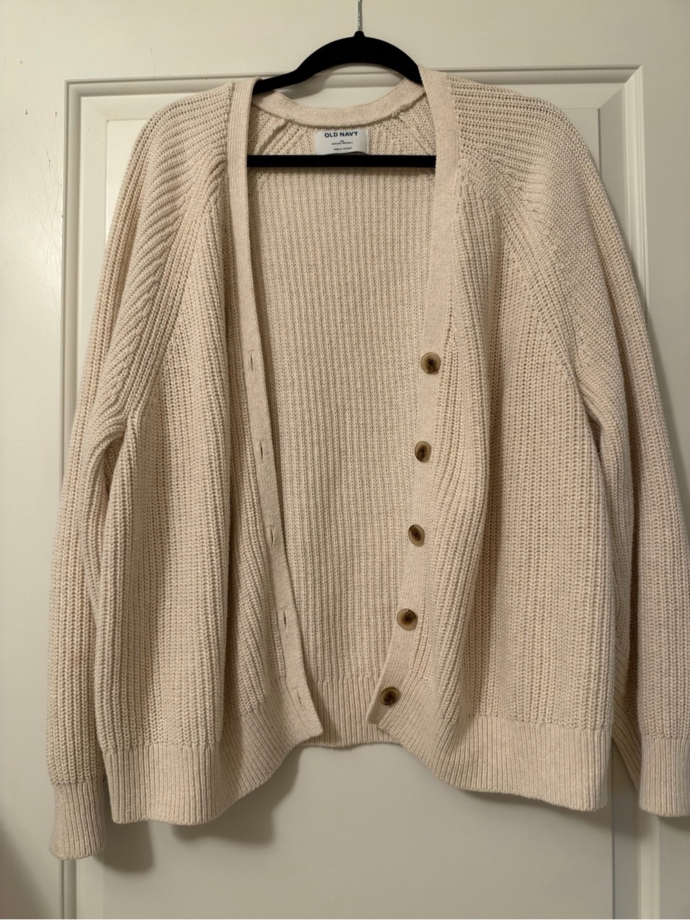 Old Navy Cream Knit Button-Up Women's Cardigan